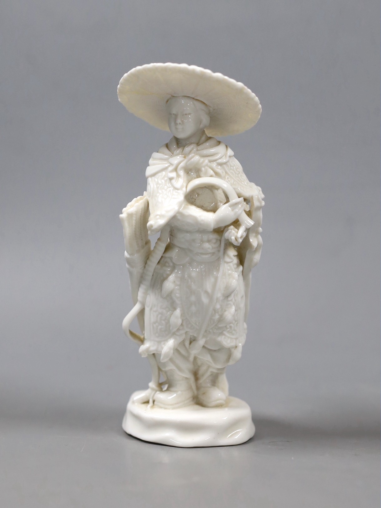A Chinese blanc-de-chine figure of Hua Mulan. 15.5cm high
